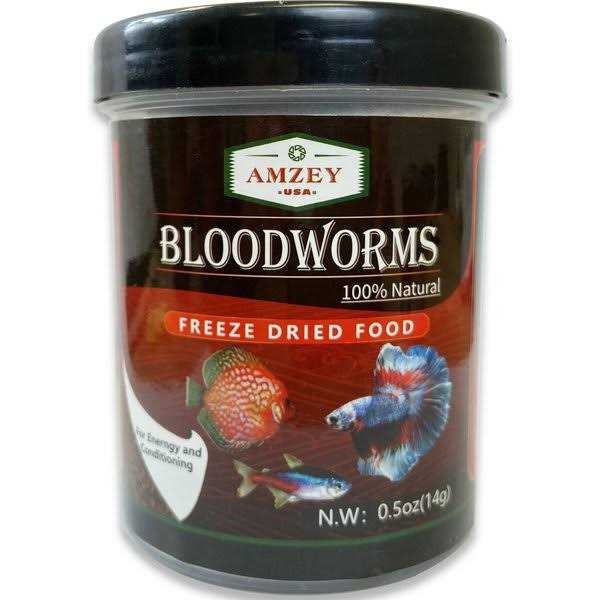 Amzey Blood Worms 0.35oz -100% Natural Freeze Dried Blood Worms Aquarium Fish Food
