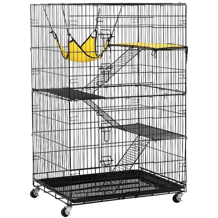 Topeakmart Black Rolling 4-Tier Small Animal Cage