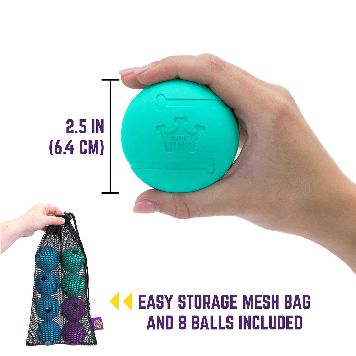 Chew King 2.5 Durable Rubber Fetch Balls Dog Toy
