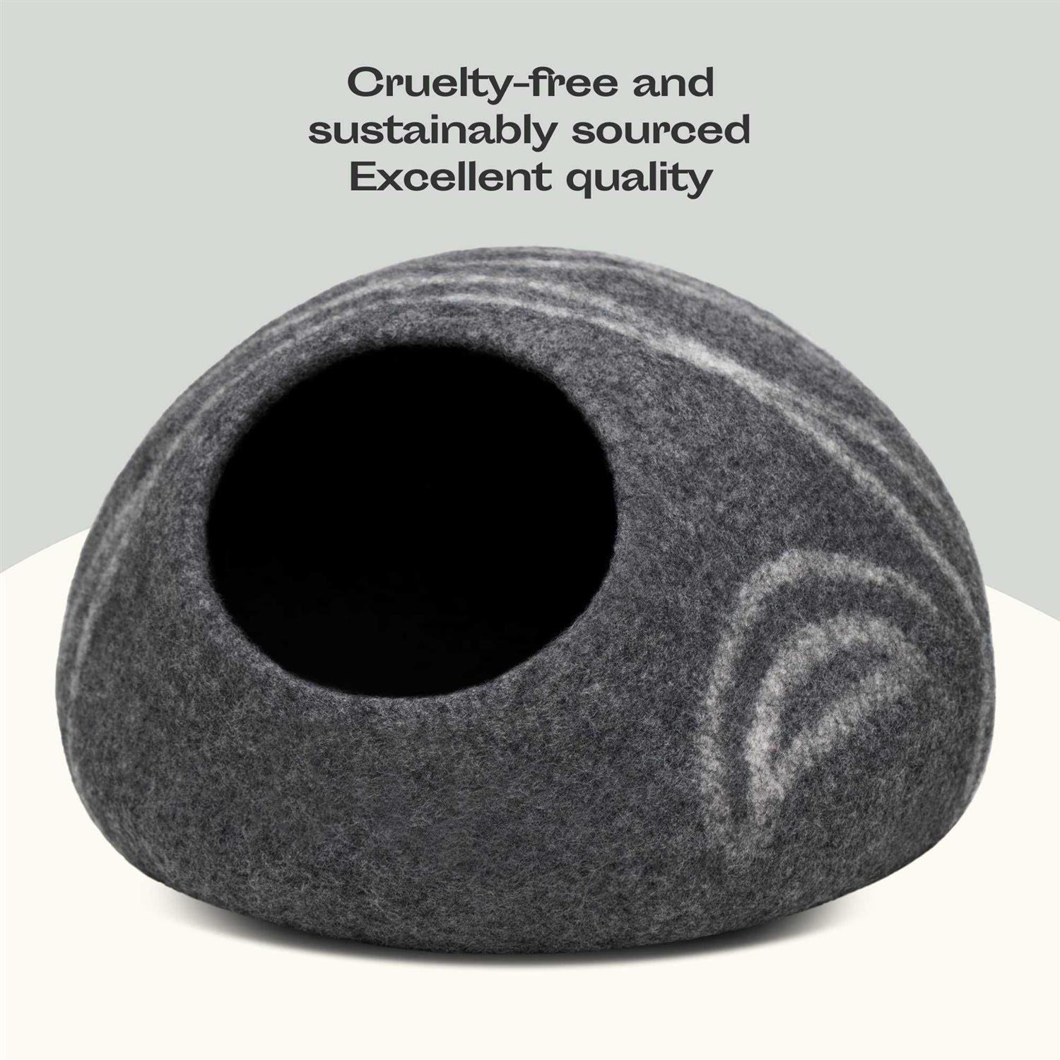 MEOWFIA Premium Felt Cat Bed Cave Handmade 100% Merino Wool Bed for Cats and Kittens
