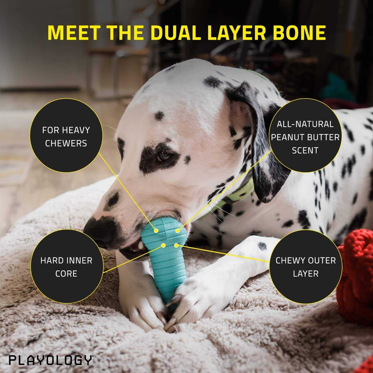 Playology Dual Layer Bone Peanut Butter Dog Toy