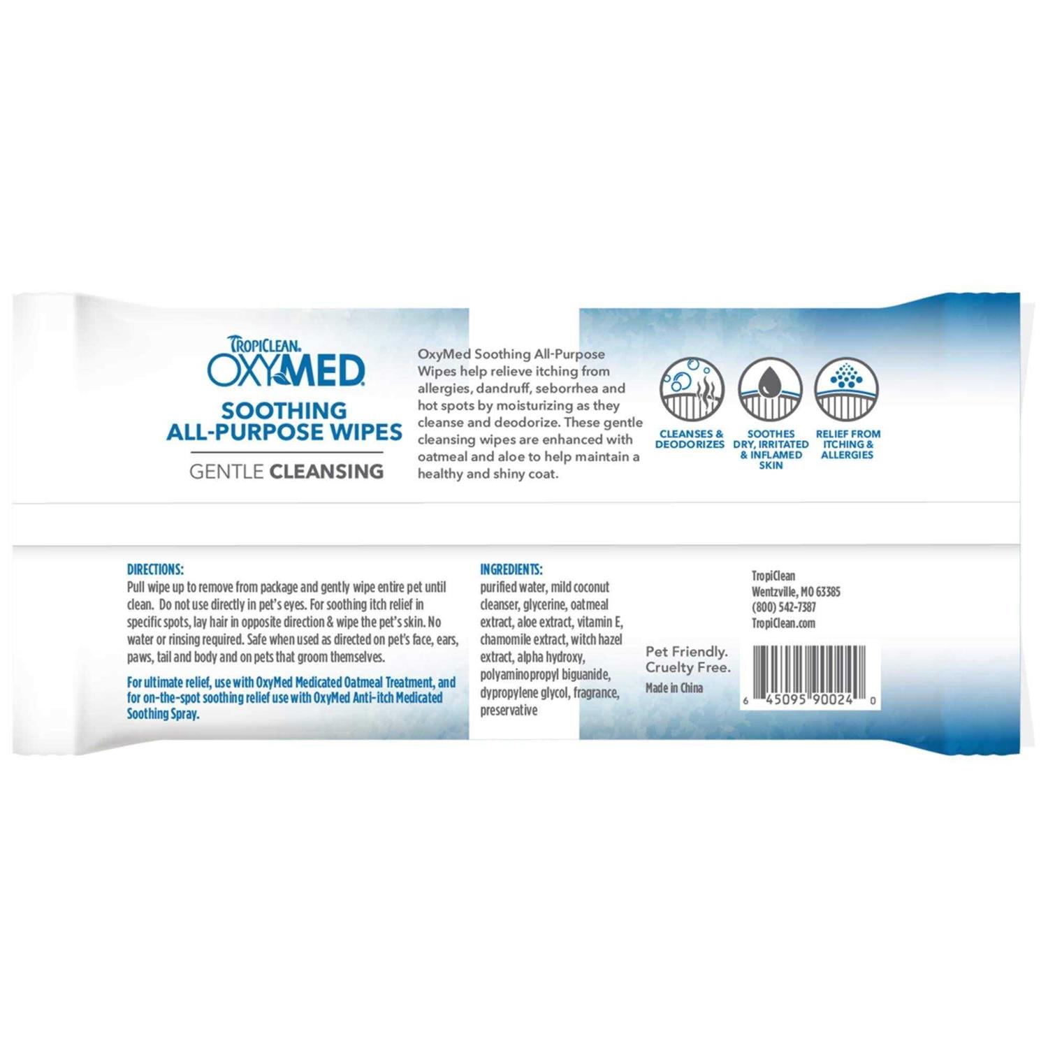 Tropiclean OxyMed Soothing Allergy Relief Wipes