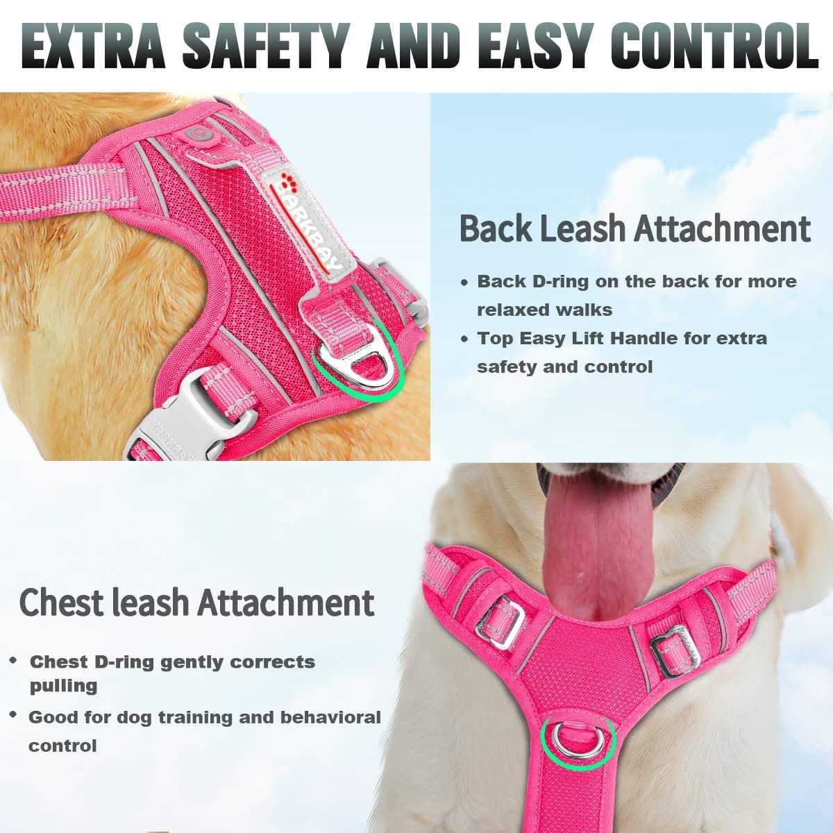 Barkbay No Pull Dog Harness Front Clip Heavy Duty Reflective Easy Control Handle for Large Dog Walking