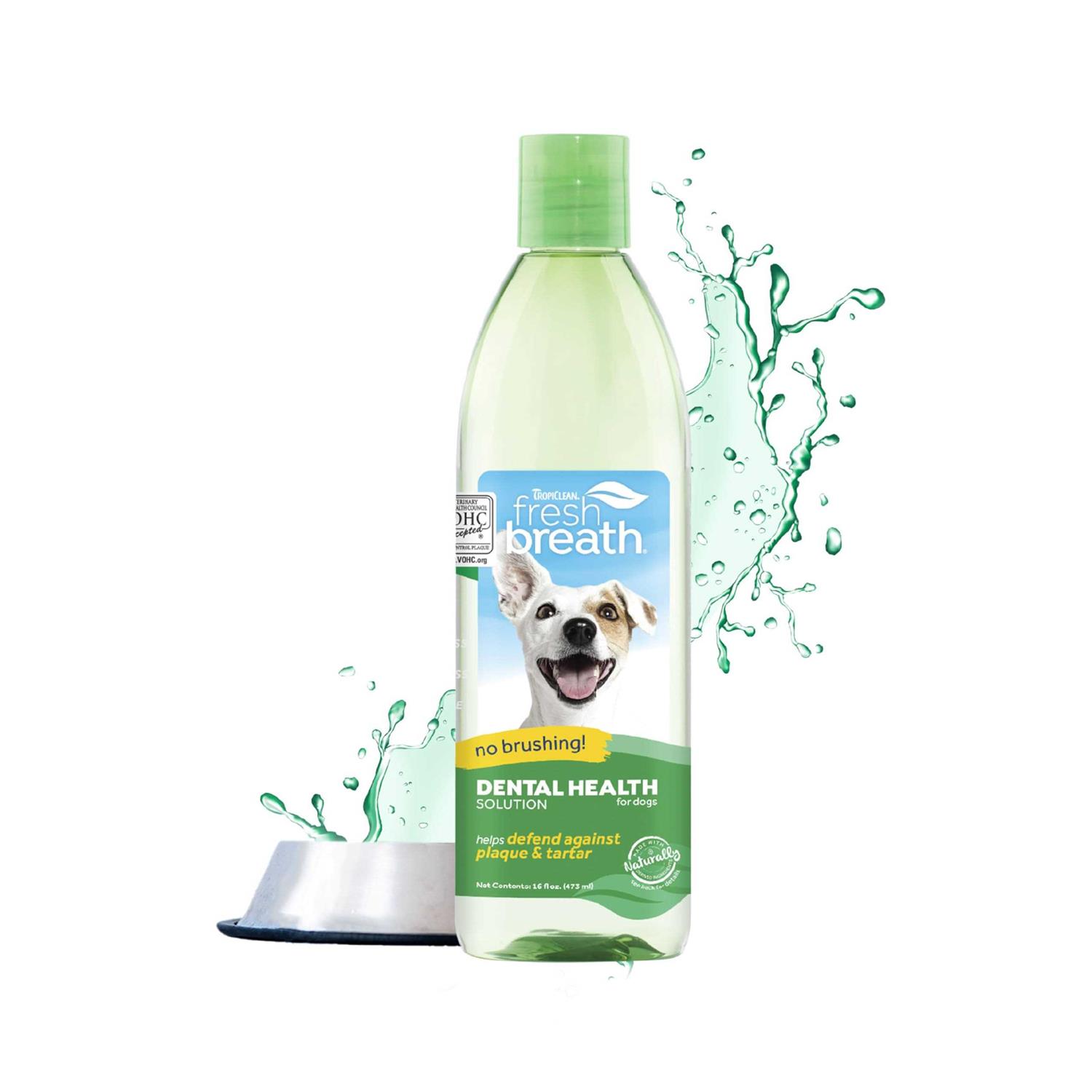 TropiClean Fresh Breath Original Dog Oral Care Water Additive Dog Breath Freshener Additive for Dental Health