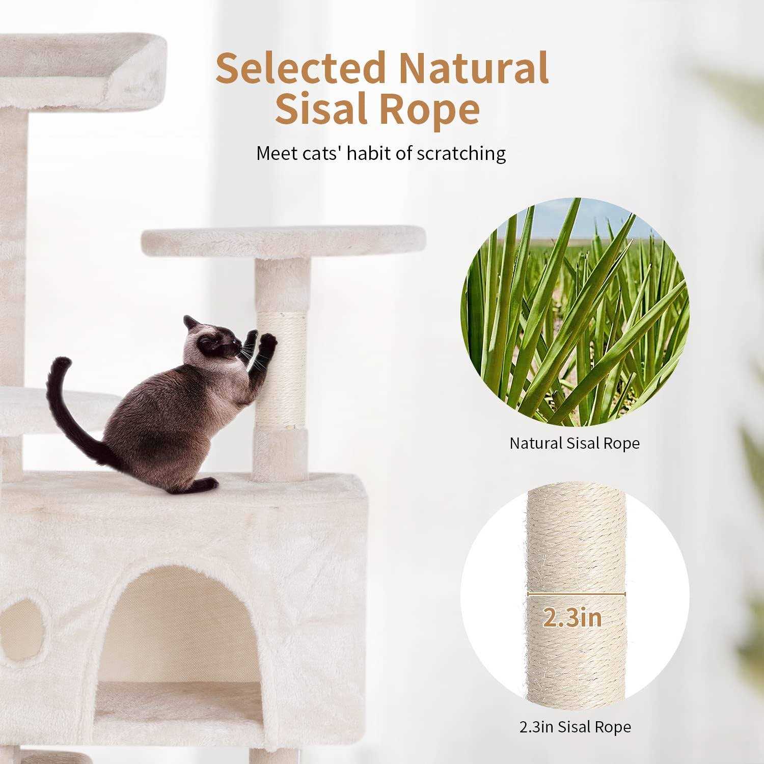 PayLessHere Cat Tree 54in Cat Tower with Cat Scratching Post,Multi-Level Cat Condo Stand House Furniture Kitty Activity Center with Furry Ball Toys