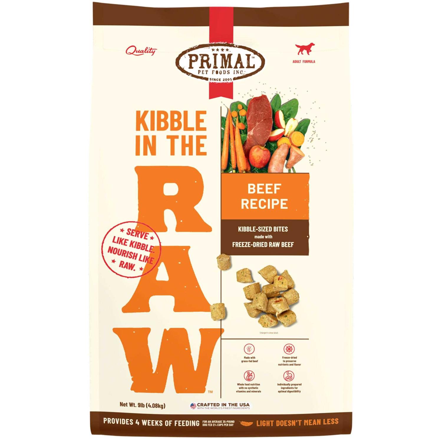 Primal Kibble in The Raw Beef Dog Food