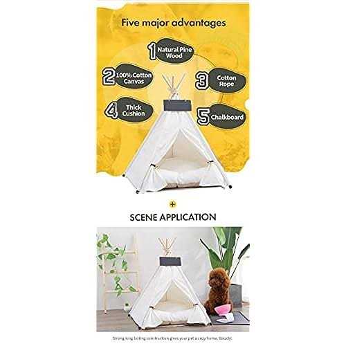 scnbom Pet Teepee Dog & Puppy Cat Bed Portable Houses with Thick Cushion for Pets Up to 20Lbs