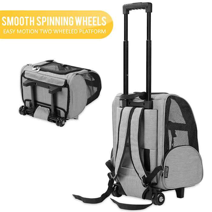 Kopeks Deluxe Backpack Pet Travel Carrier with Double Wheels