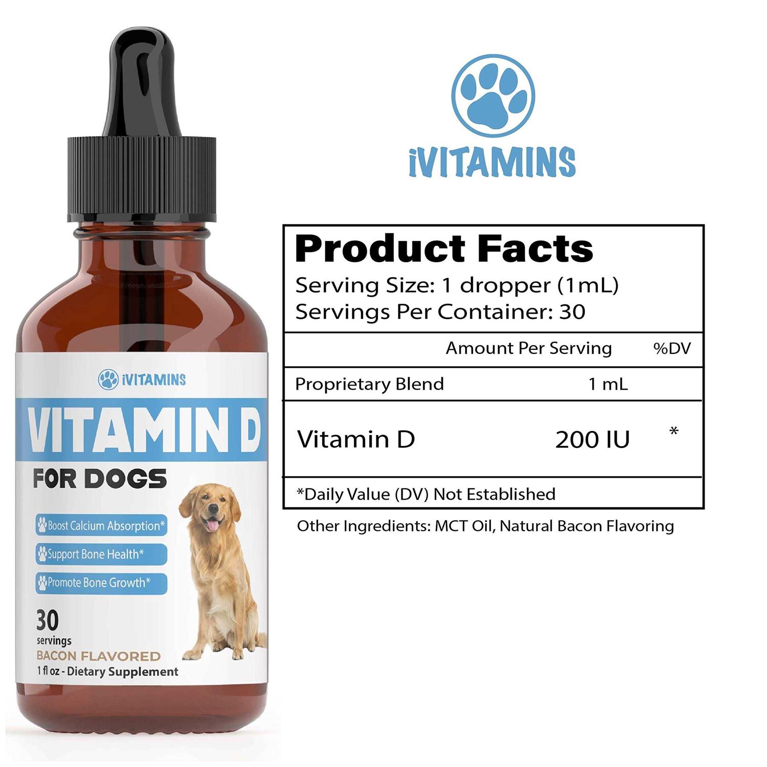 iVitamins Vitamin D for Dogs Supports Strong & Health Bones Vitamin D Supplements for Dogs