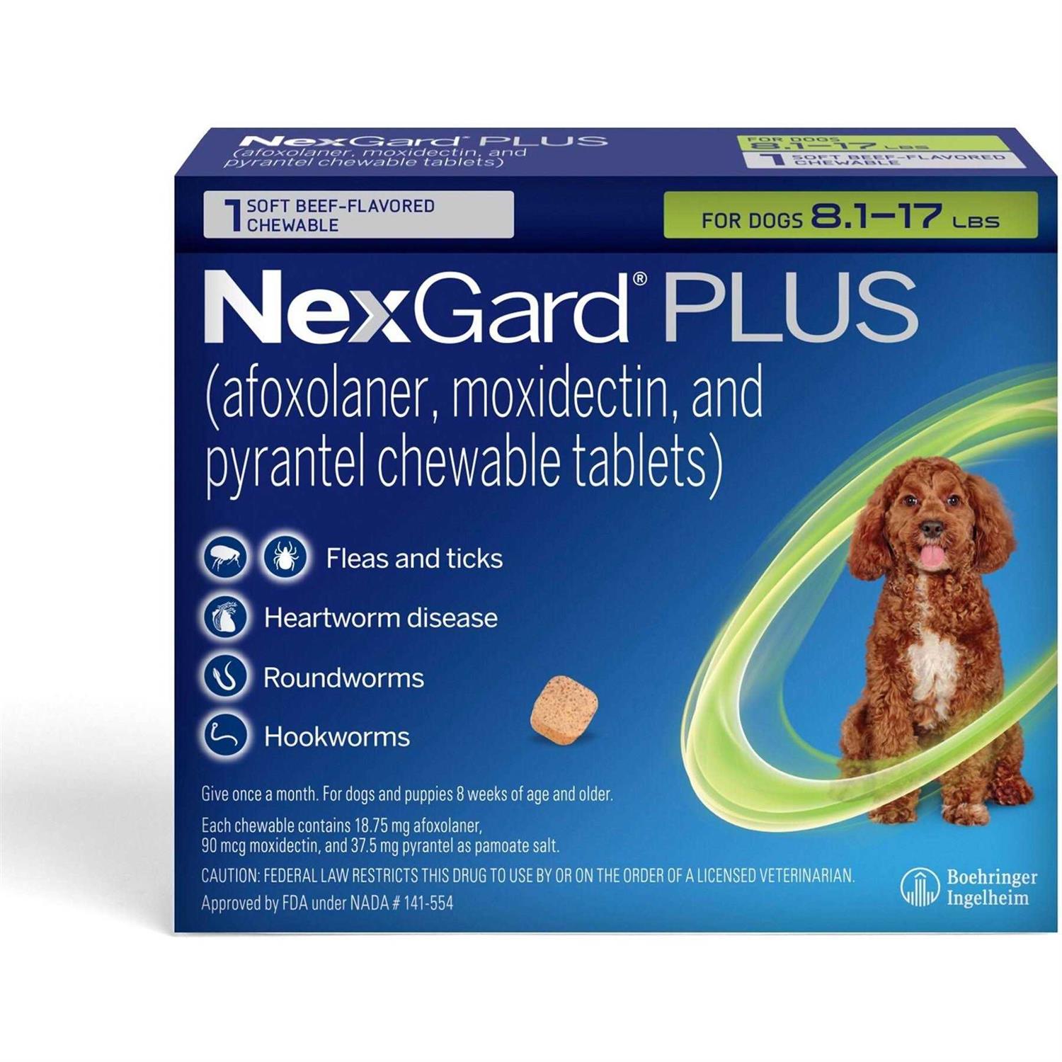 NexGard Plus Chewables for Dogs 8.1-17 lbs