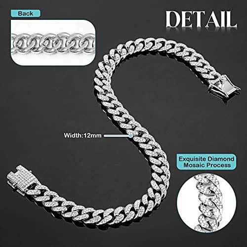Dog Chain Diamond Cuban Collar Walking Metal Chain Collar with Design Secure Buckle