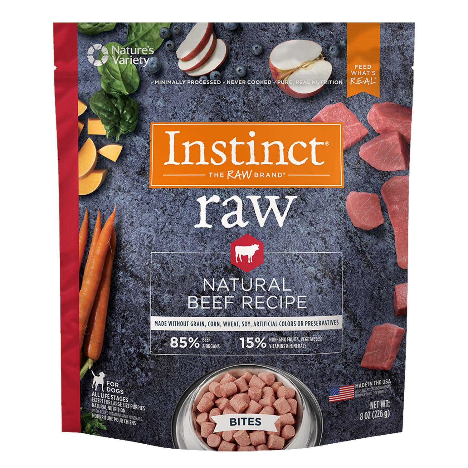 Instinct Frozen Raw Bites Grain Free Real Beef Recipe Dog Food