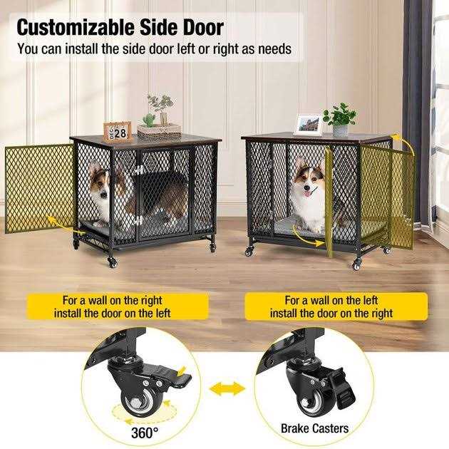 Aivituvin Dog Crate Furniture Side End Table with Tray AIR79
