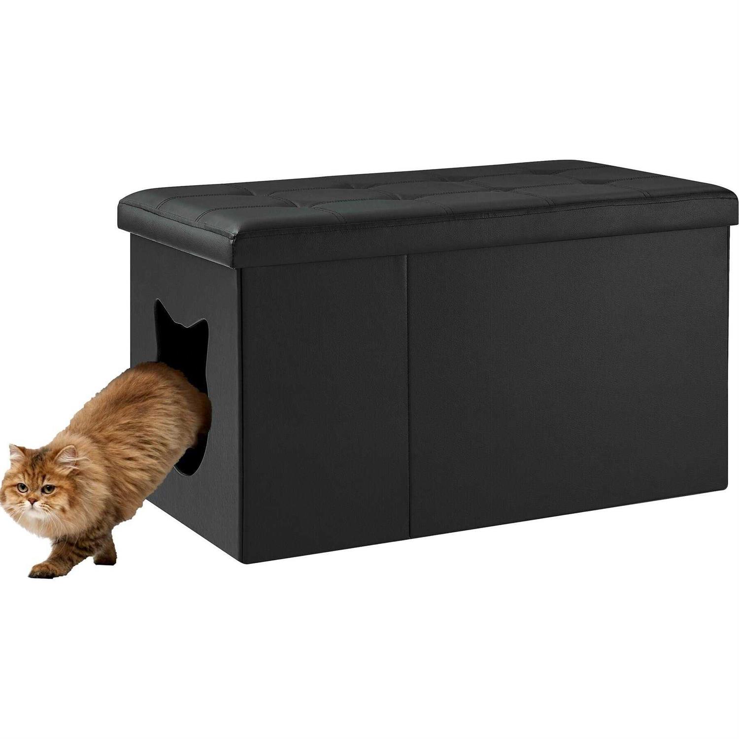 Sweet Barks Designer Cat Litter Box Enclosure Hidden Washroom Bench Ottoman