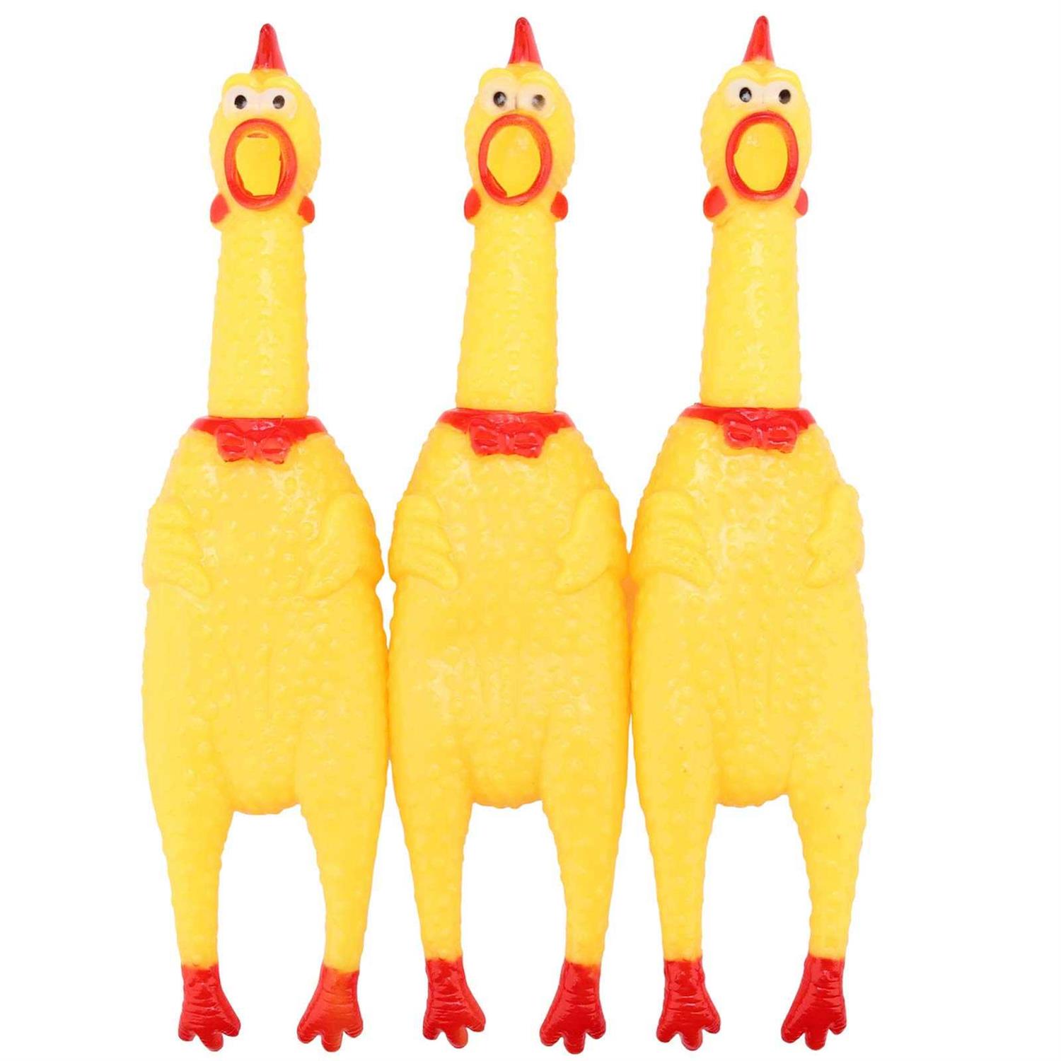 LEGEND SANDY Screaming Chicken,Yellow Rubber Squaking Chicken Toy Novelty and Durable Rubber Chicken for Kids and Dogs,Rubber Chickens Value 3 Pack