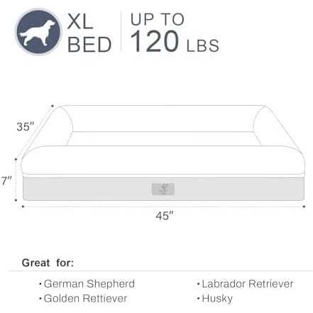 Yiruka Dog Bed Orthopedic Washable Dog Bed with Removable Cover