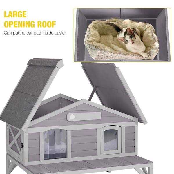 Aivituvin AIR92 Premium Wooden Cat House for Feral Cats