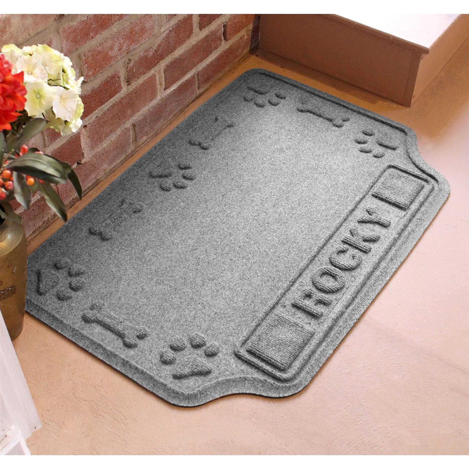 Bungalow Flooring Personalized Waterhog Drool Hog Dog Bone Dog Dinner Mat