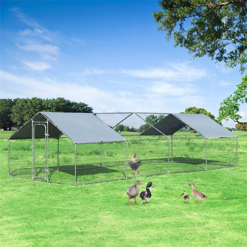 Costway 26.2 x 9.5 ft Large Walk-in Chicken Coop with Roof Cover
