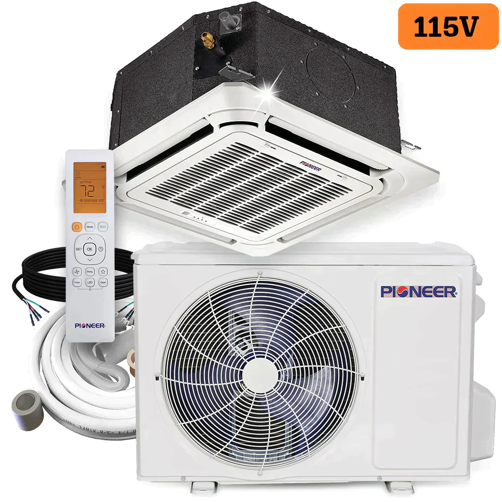 Pioneer® 12,000 BTU 21.5 SEER 115V SEER 8-Way Compact Cassette Mini-Split Air Conditioner Heat Pump System Without Installation Kit, CYB012AMFILCAD-00