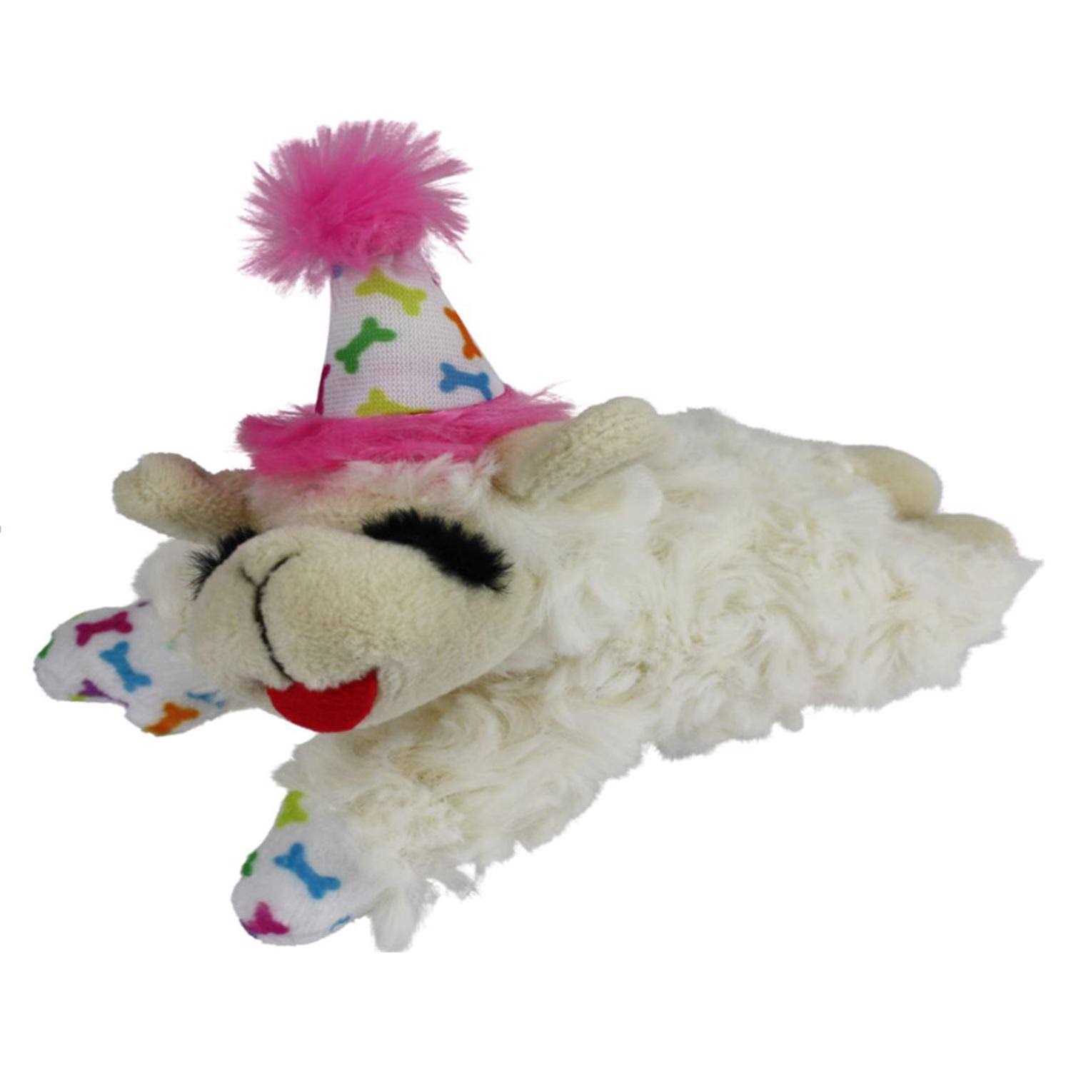 Multipet Lamb Chop Dog Toy with Birthday Hat
