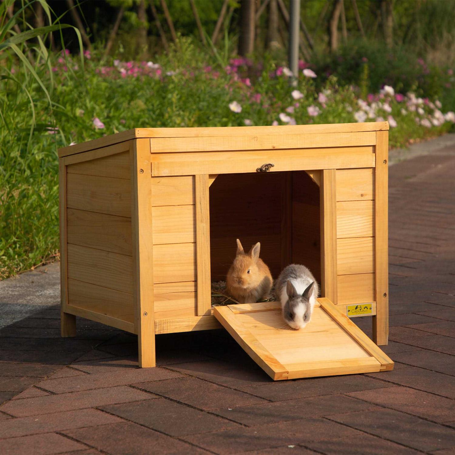 Coziwow24′′L Waterproof Wooden Outdoor Rabbit Enclosure