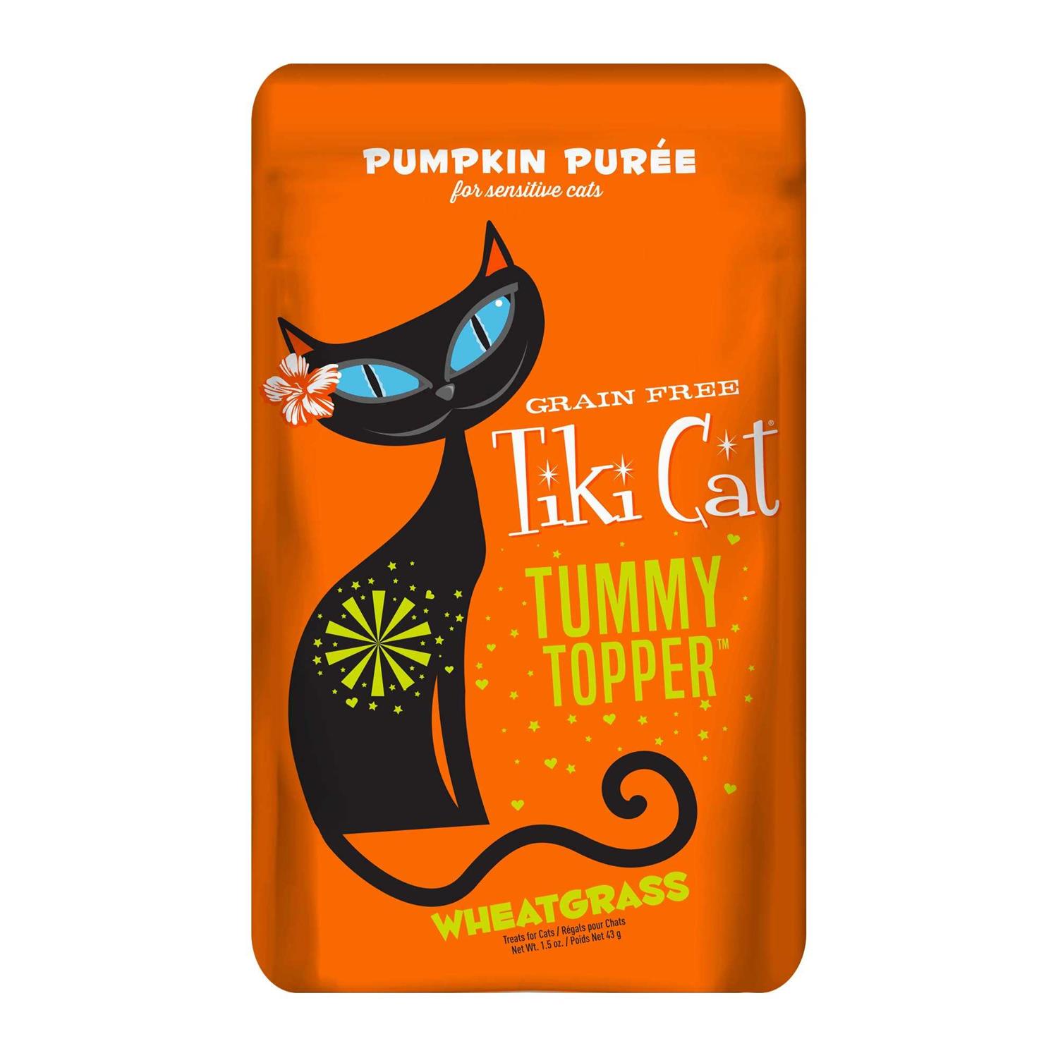 Tiki Cat Tummy Topper Pumpkin Puree Wheatgrass Grain-Free Wet Cat Food Topper, 1.5-oz, case of 12