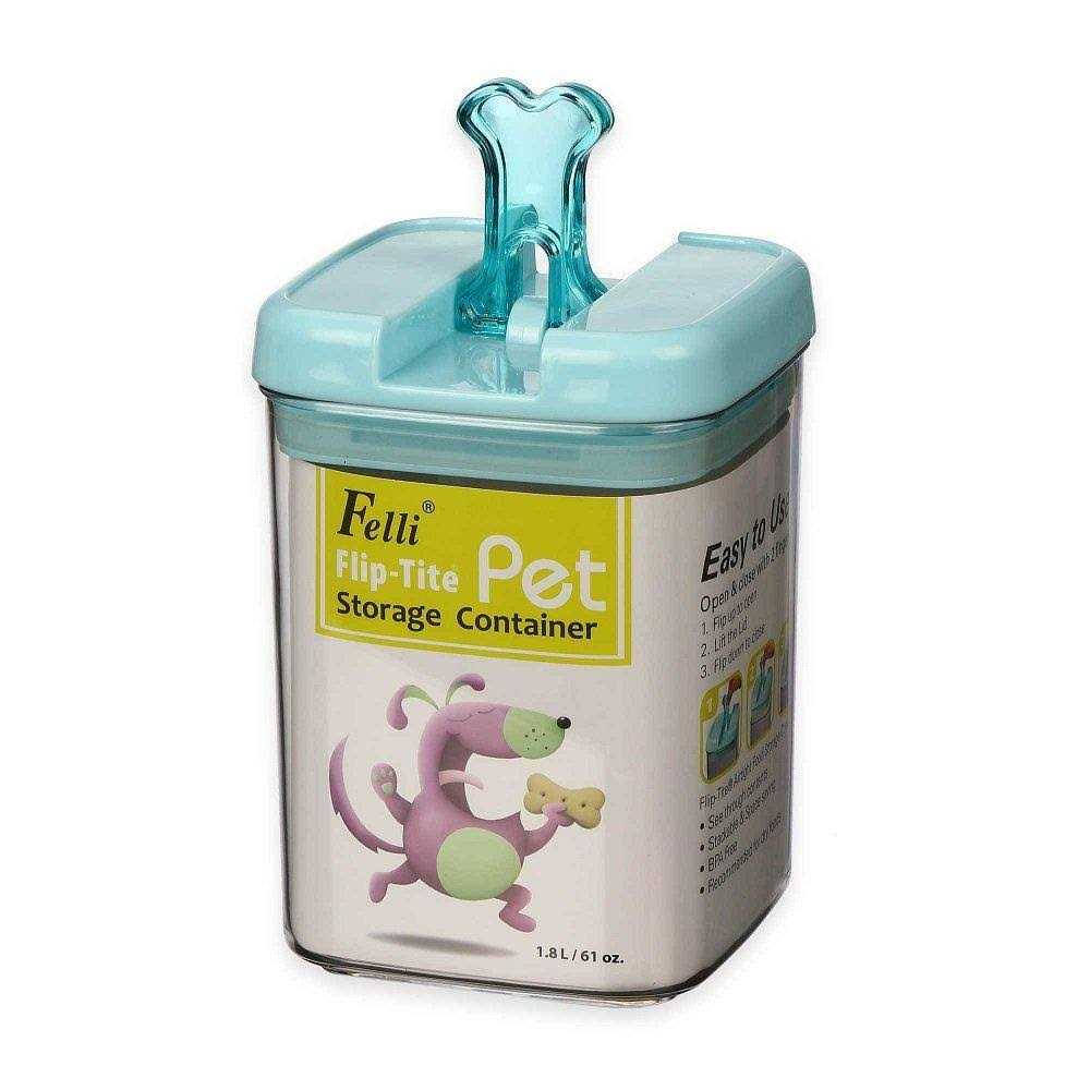Flip-Tite Bone Square Pet Food Storage canister in Clear