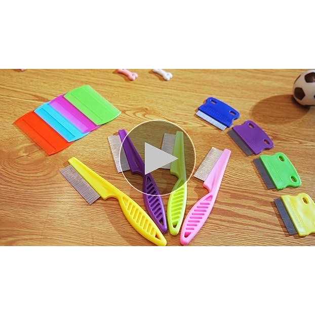 6 Pieces Pet Lice Combs Dog Grooming Flea Comb Cat Tear Stain Comb for Removal Dandruff