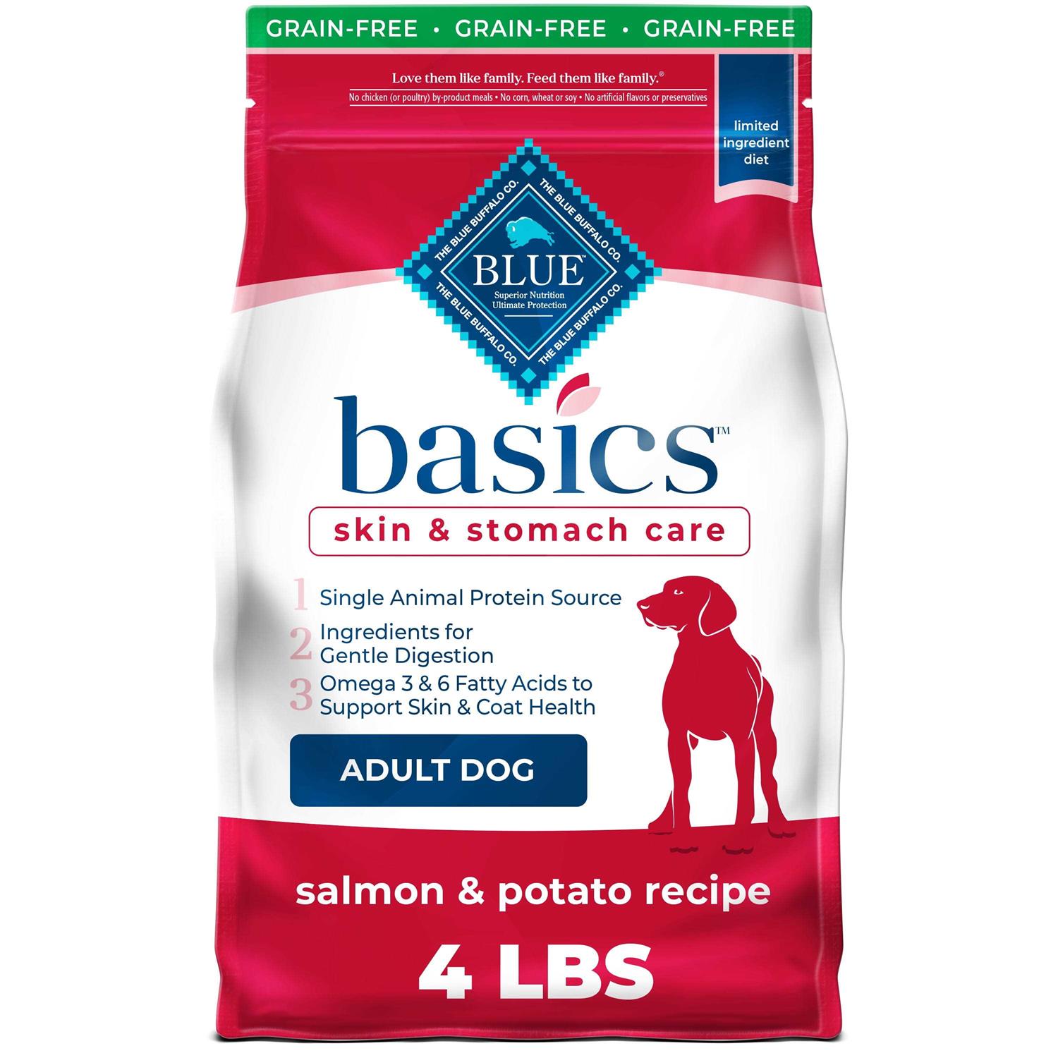 Blue Buffalo Basics Skin & Stomach Care Grain Free Adult Dry Dog Food Salmon & Potato