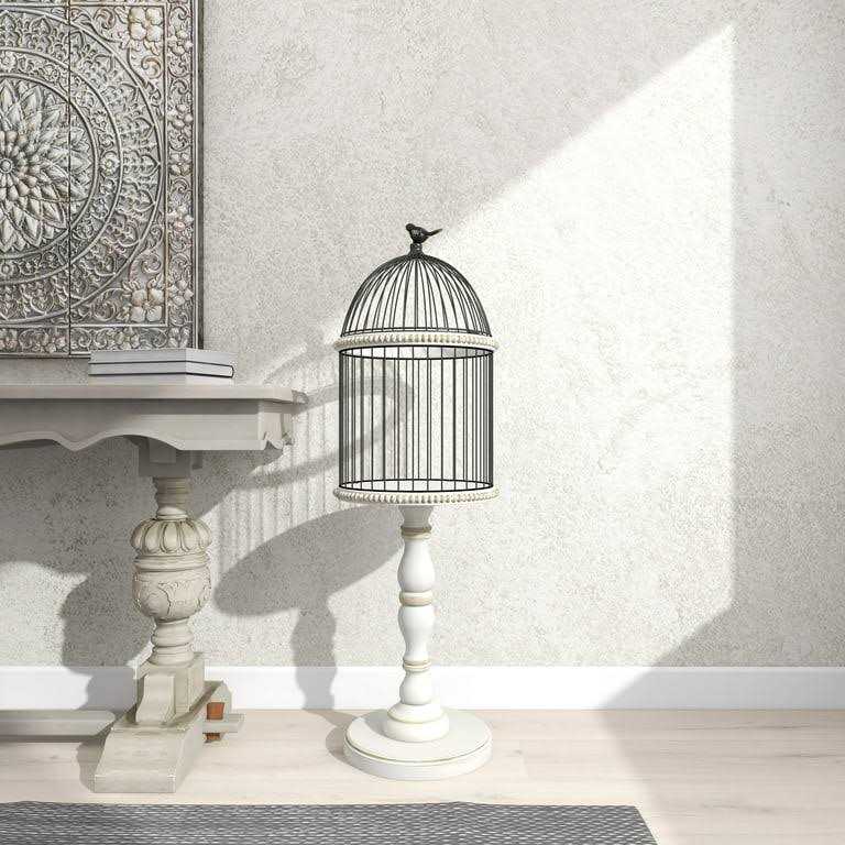 zph5263 White Wood Farmhouse Birdcage