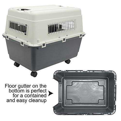 Sportpet Designs Plastic Kennels Rolling Plastic Wire Door Travel Dog Crate