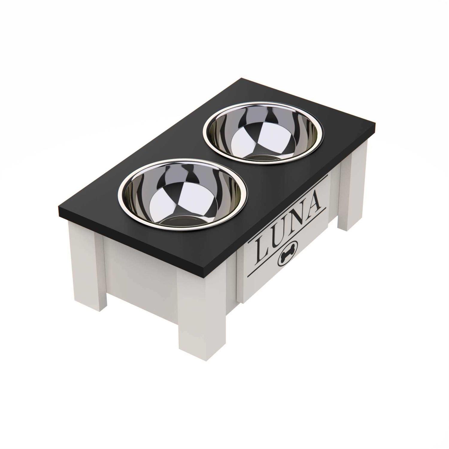 Groovethiswoodshop Personalized Elevated Dog Bowl Stand with Internal Storage