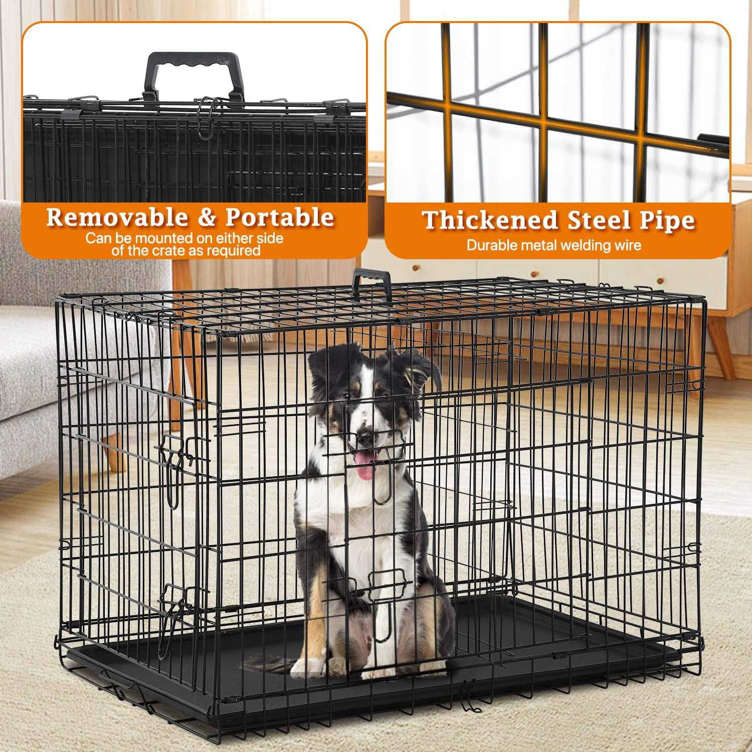 XXL Large Dog Crate for Large Dog 48 Inch Folding Dog Cage Metal Wire Dog Kennel Pet Animal Segregation Cage for Golden Retriever