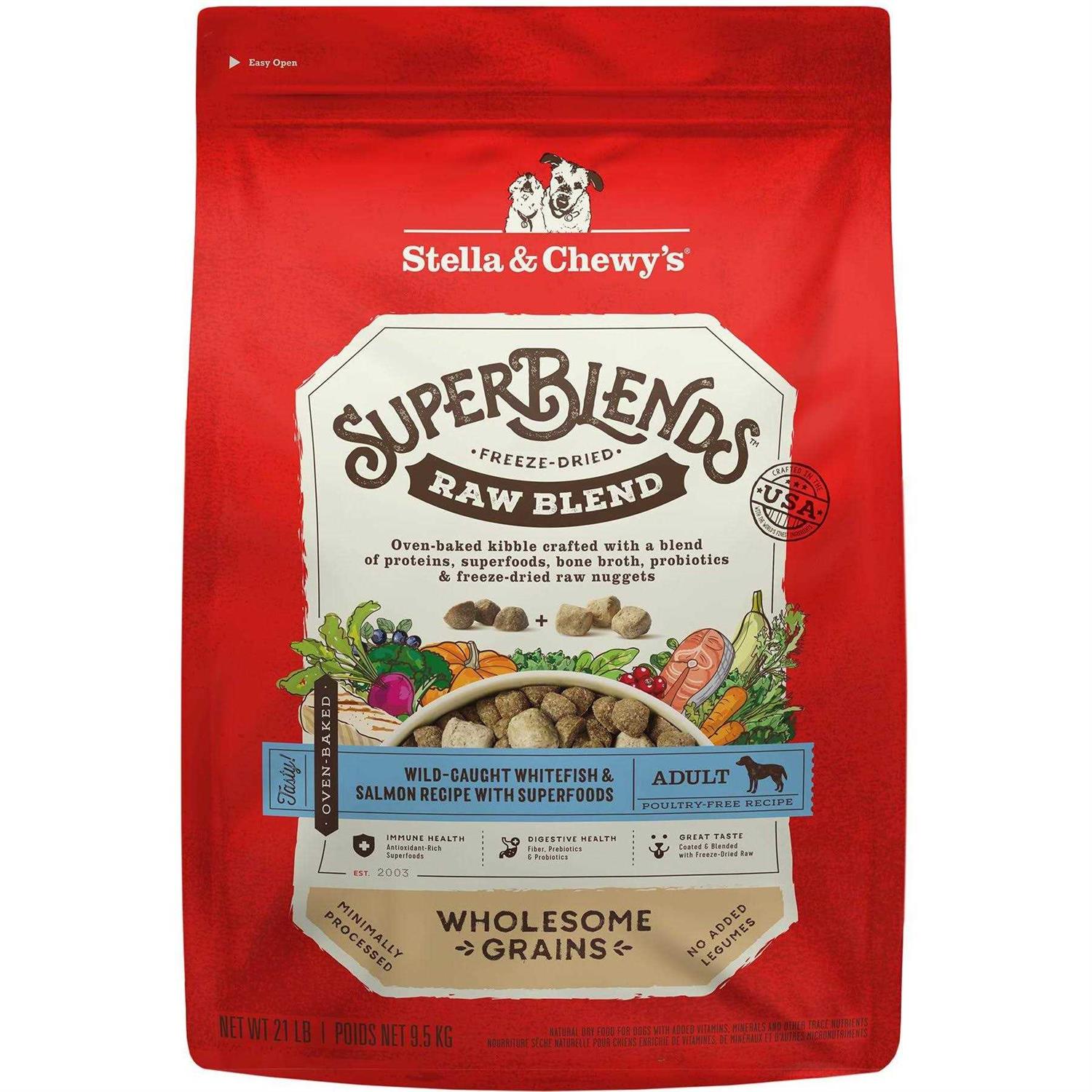 Stella & Chewy’s SuperBlends Raw Wholesome Grains Wild Caught Whitefish & Salmon Recipe with Superfoods