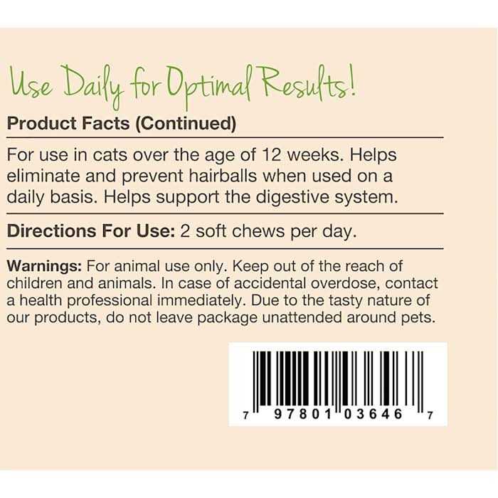NaturVet Hairball Aid Plus Pumpkin Soft Chews Cat Supplement