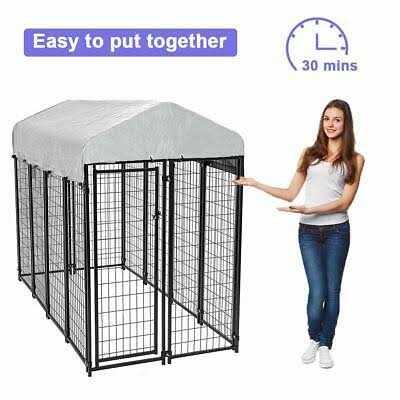 bestpet 8 x 4 x 6 ft dog kennel outdoor dog pen playpen house heavy duty dog crate metal galvanized welded pet animal camping