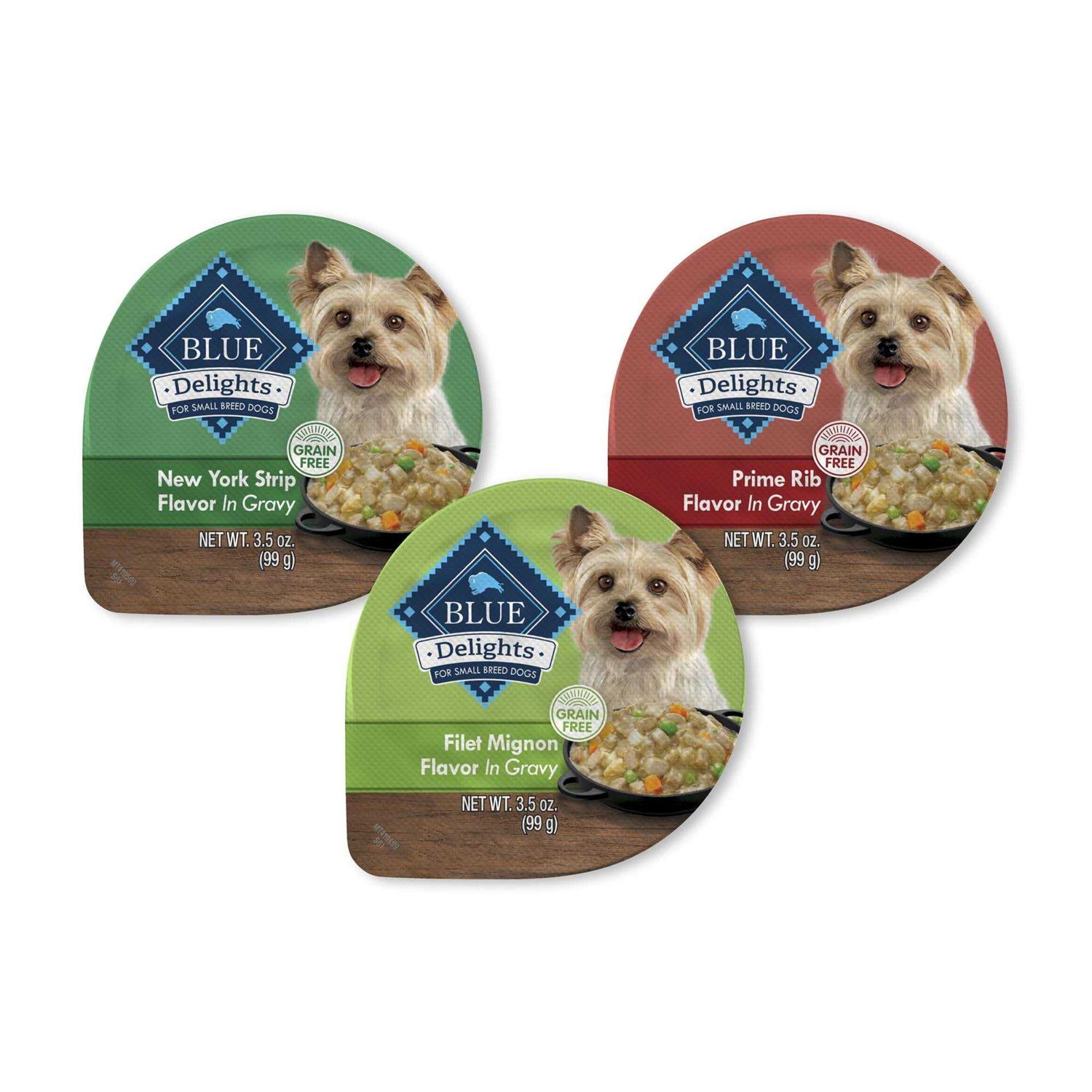 Blue Buffalo Delights Pate Style Grain-Free Chicken Prime Rib & NY Strip Variety Pack Adult Small Breed Wet Dog Food