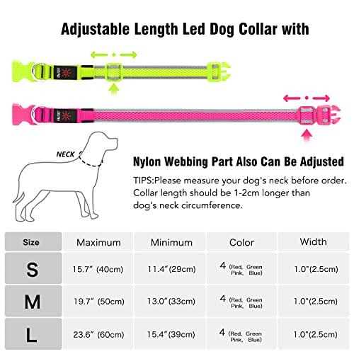 Flashseen LED Dog Collar USB Rechargeable Light Up Dog Collar Lights