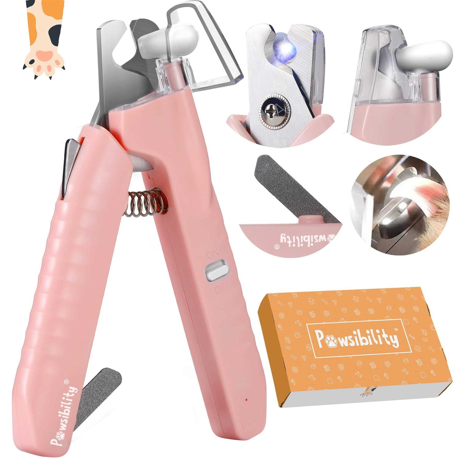 Pawsibility Reinvented Pet Nail Clippers for Your Pal Ultra Bright LED Light for Bloodline