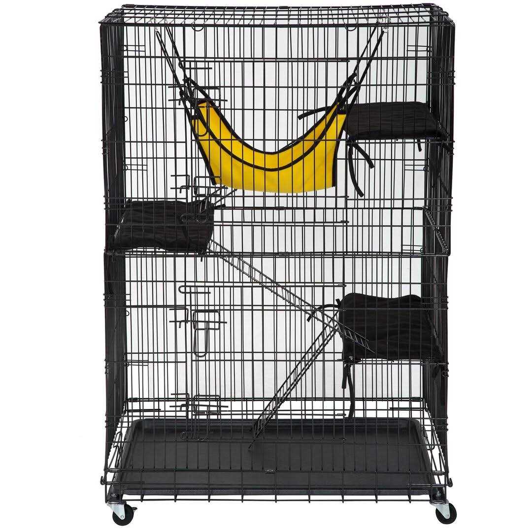 BestPet Cat Cage Crate Kennel 48 inches Cat Playpen with Free Hammock 3 Cat Bed 2 Front Doors 2 Ramp Ladders Perching Shelves