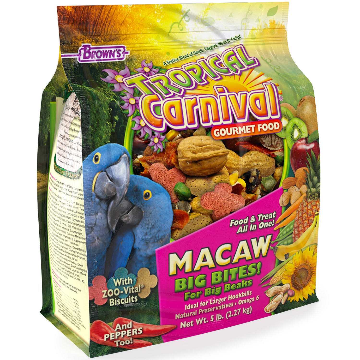 Brown’s Tropical Carnival Gourmet Big Bites Macaw Food