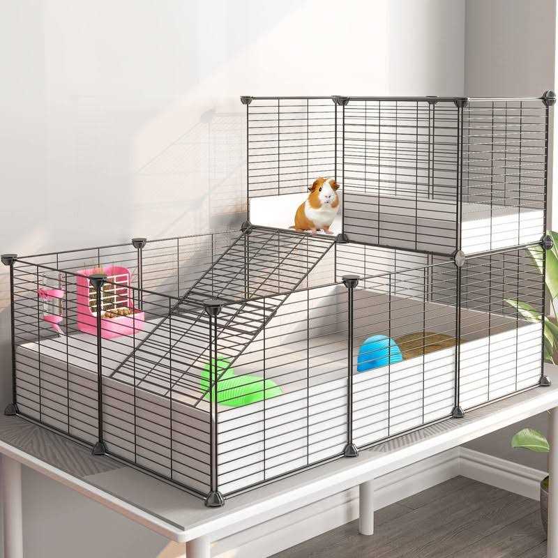 Eiiel Guinea Pig Cage,Indoor Habitat Cage with Waterproof Plastic Bottom,Playpen for Small Pet Bunny