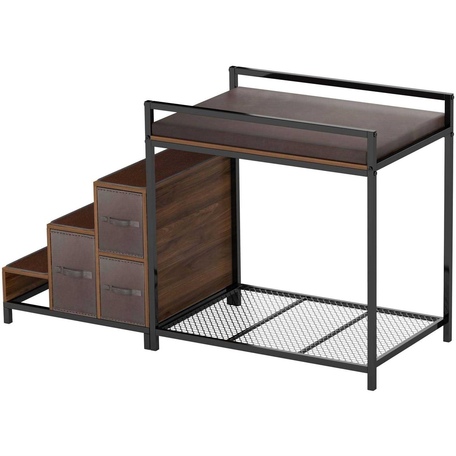 Gdlf Bunk Beds Window Perch for Dogs Bedside Lounge Elevated Dog Bed Multi-Level Platform with Foam Upholstery, Non-Slip Pad and Storage