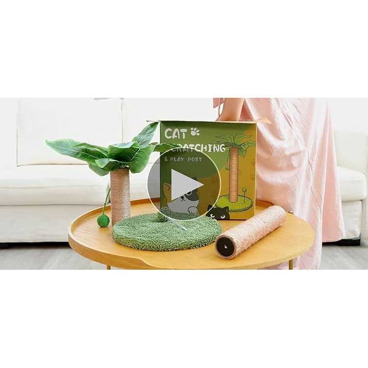 Dohump Cat Scratching Post, 26 Kitten Scratching Post with Premium Sisal Rope, Cute Cat Tree with Dangling and Spring Ball Toys for Indoor Small