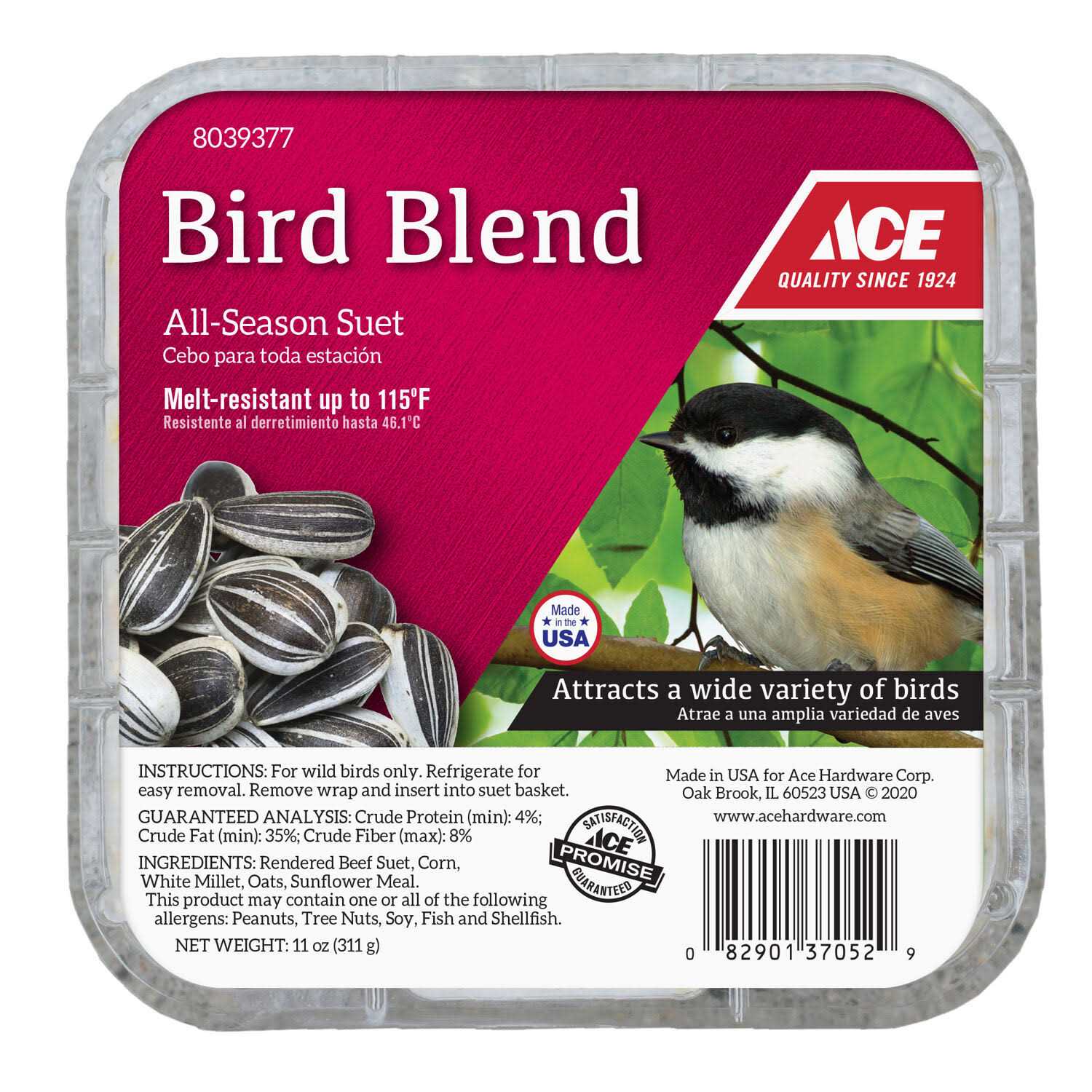 Ace Bird Blend Assorted Species beef Suet 11 oz