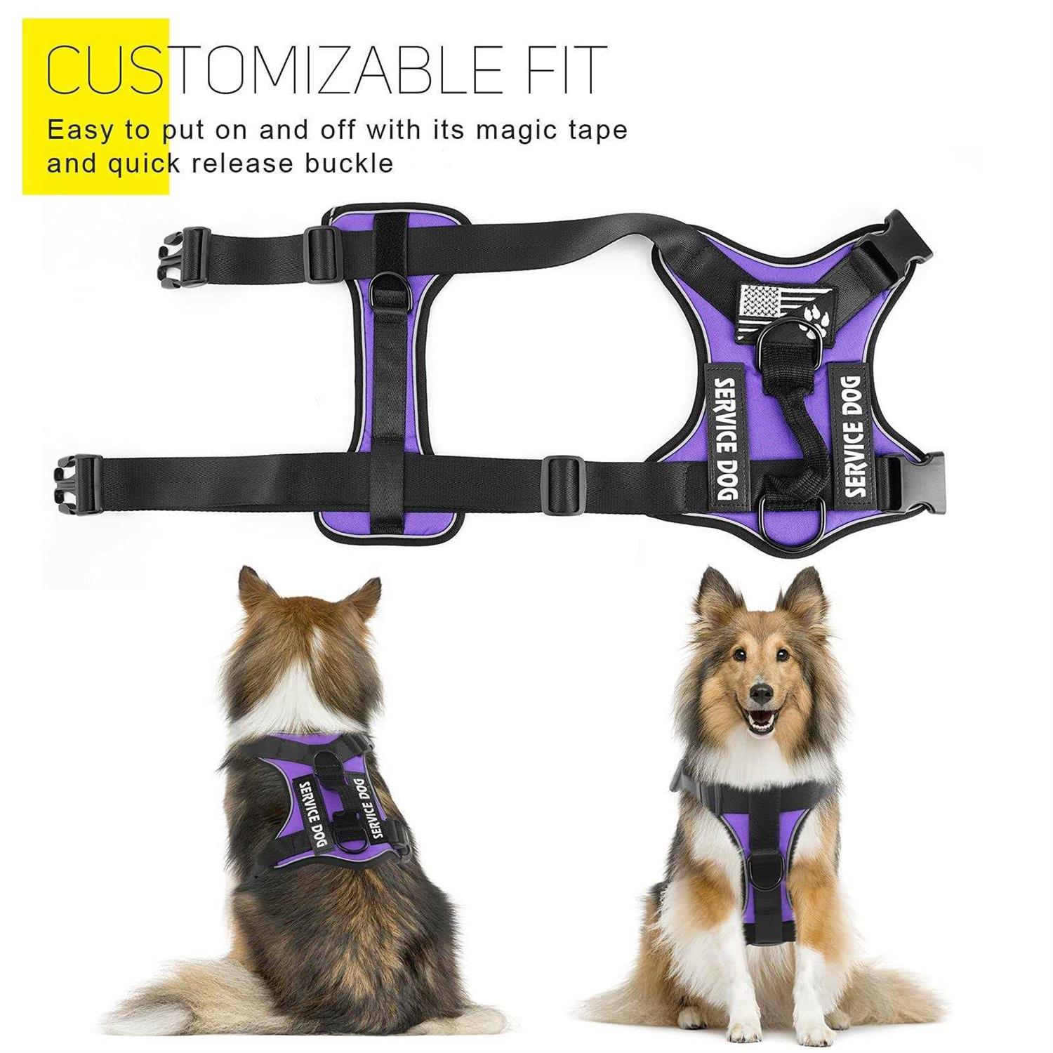 Demigreat Service Dog Harness Reflective Dog Vest Harness with 5 PCS Patches