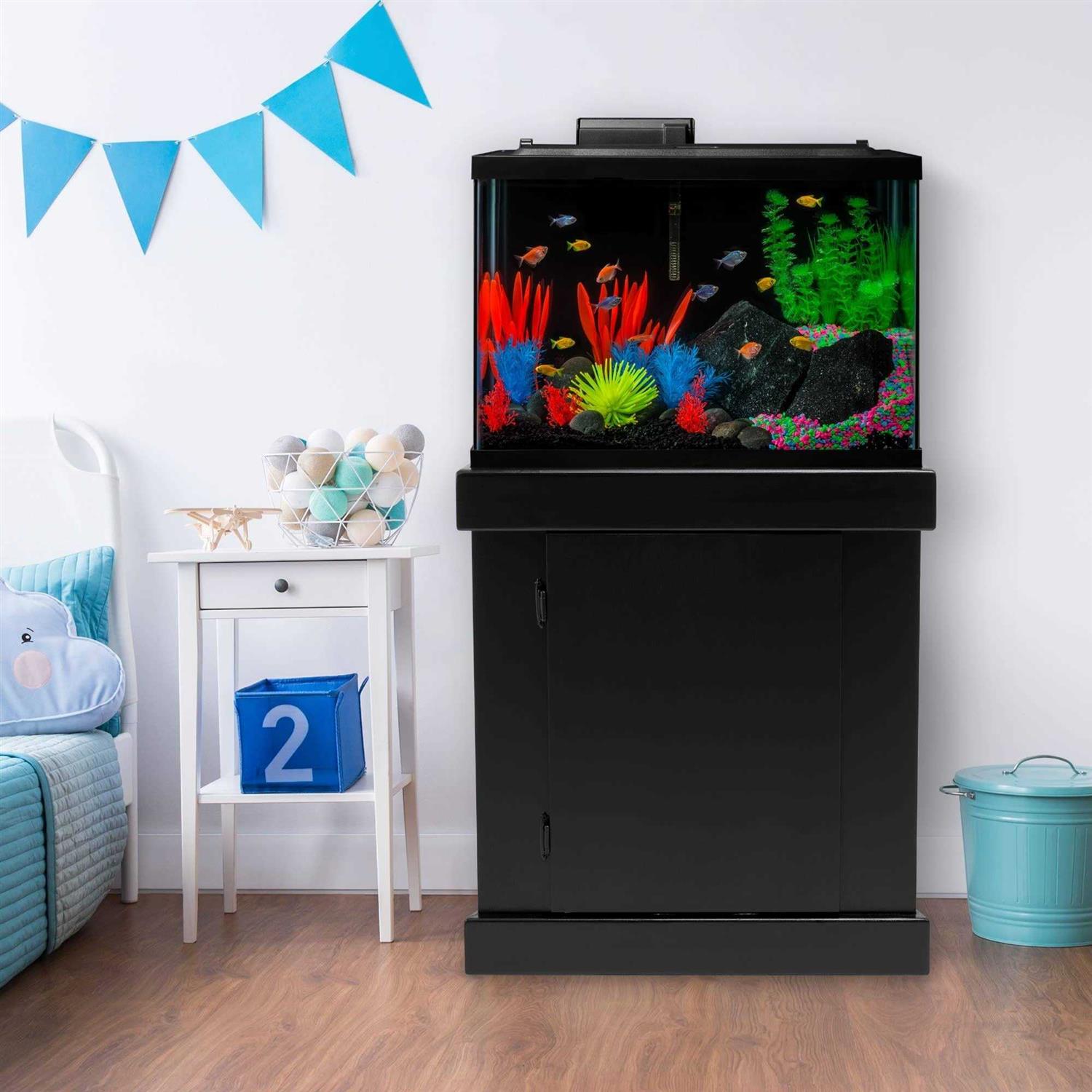 GloFish 20 Gallon Aquarium Kit with LED Lights Decor Heater and Filter