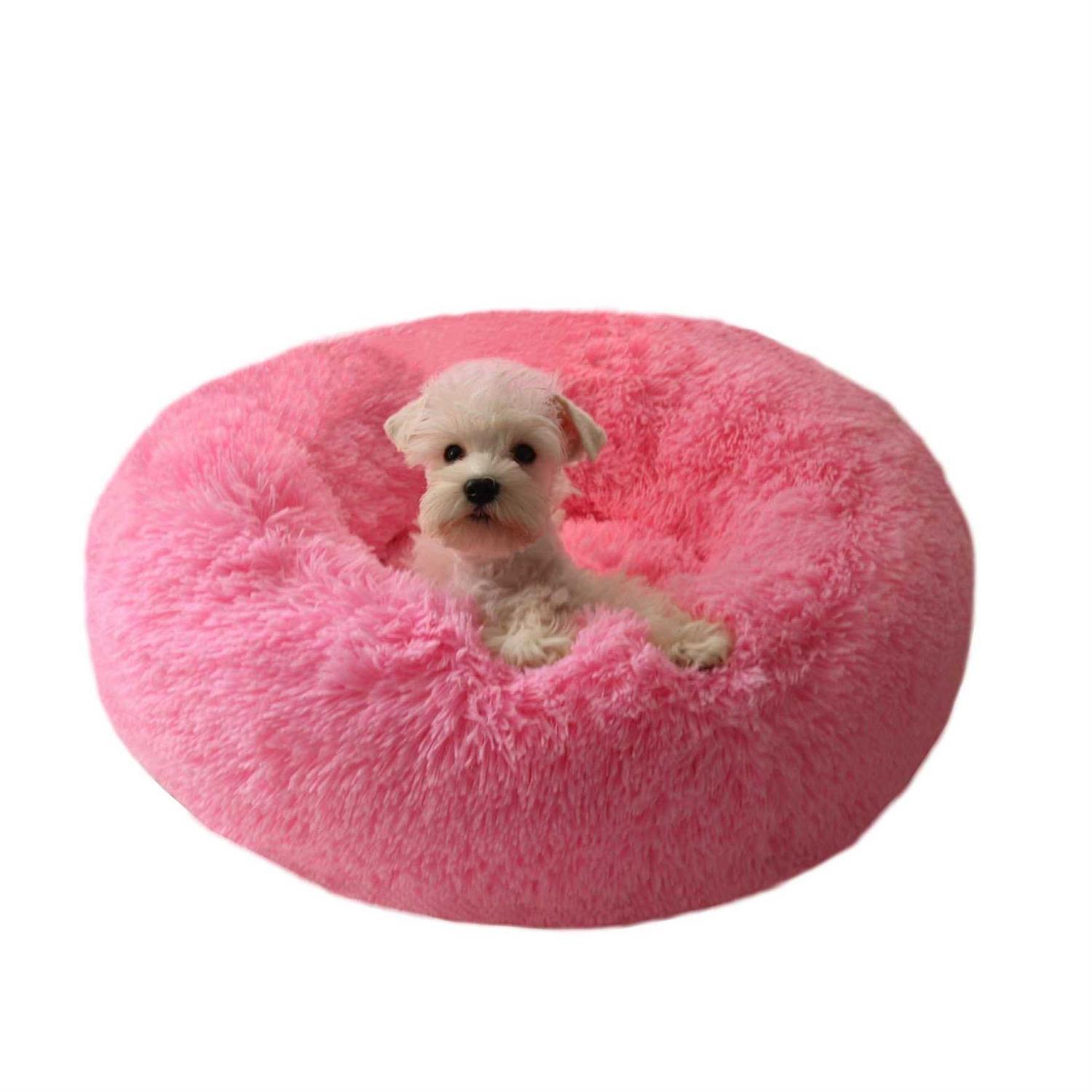 BODISEINT Modern Soft Plush Round Pet Bed for Cats or Small Dogs Mini Medium Sized Dog Cat Bed Self Warming Autumn Winter Indoor