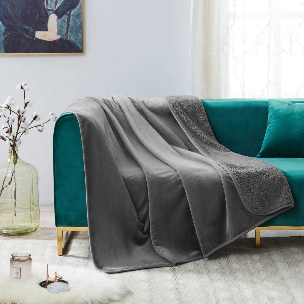 Grey Sherpa Waterproof & Leakproof Dog Blanket by allisandro Petproof Cover for Sofa